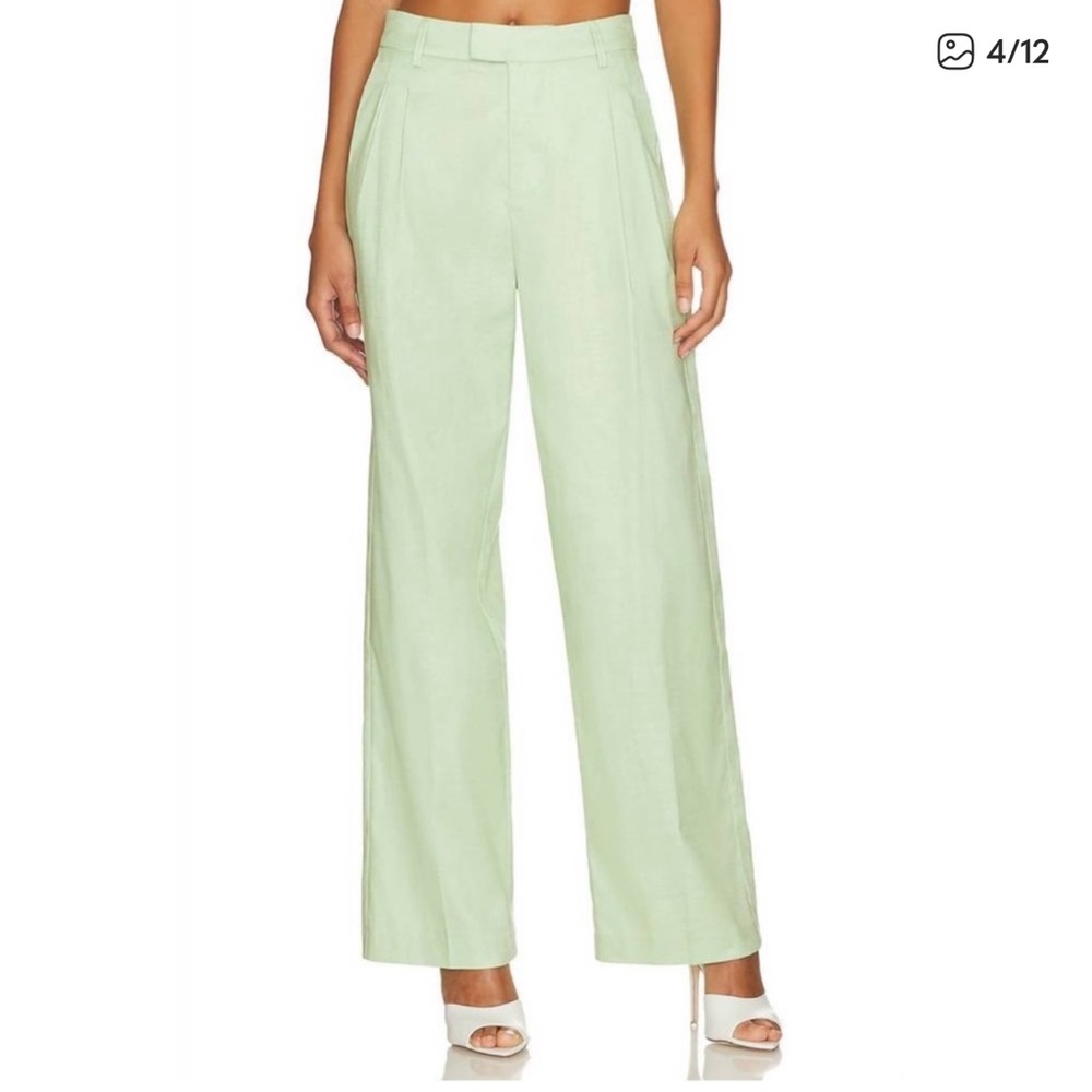 Rails Lime Green Wide Leg Linen Pants